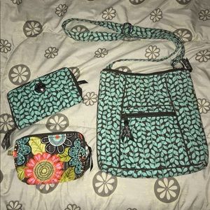 Vera Bradley crossbody bag, wallet, essentials bag